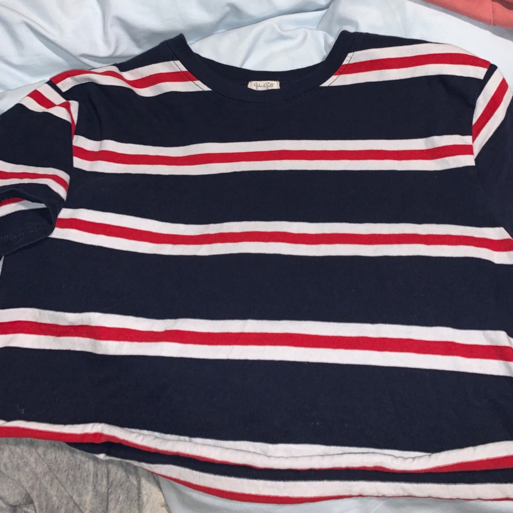 Red, white, blue stripped crop top